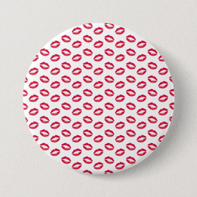 Lipstick Pink Kisses 3 Inch Round Button (Front)