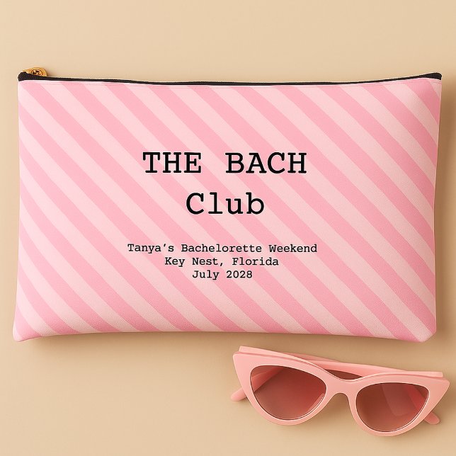 Lipstick Pink Striped Bridesmaid Bachelorette Accessory Pouch (Creator Uploaded)