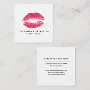 Lipstick Print Makeup Artist Minimalist Square Business Card