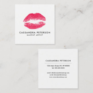 Lipstick Print Makeup Artist Minimalist Square Business Card