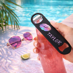 Lipstick Print Modern Neon and Black Speed Bottle Opener