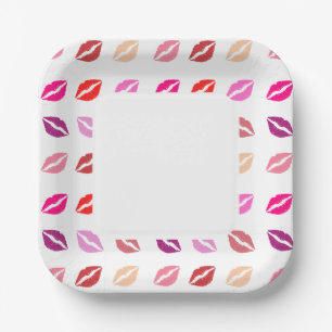 Lipstick Print Paper Plates