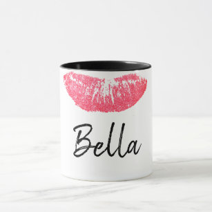 Lipstick print pink lip stain mug