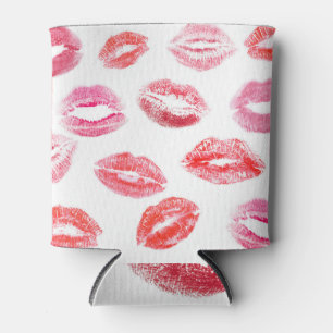 Lipstick prints: diverse women's lips. can cooler