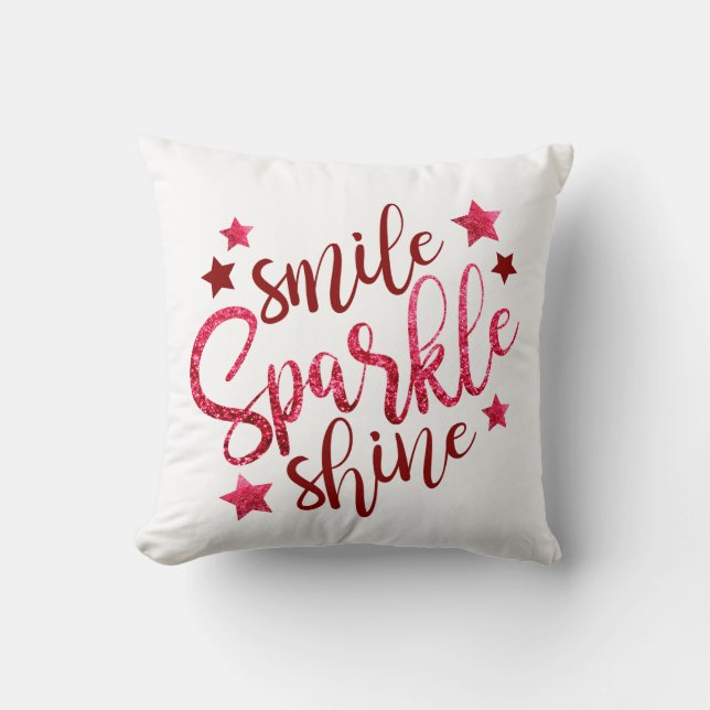 Lipstick Red Faux Sparkle Pillow for Her (Front)