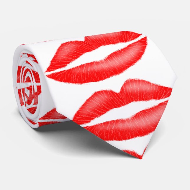 Lipstick Red Seductive Female Lips Tie (Rolled)