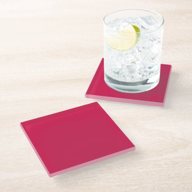 Lipstick  (solid colour) Crimson Glass Coaster (Angled)