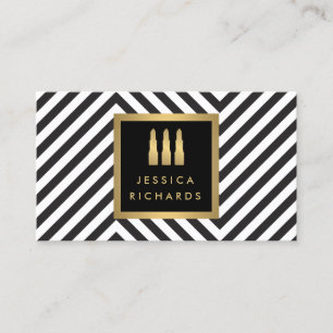 Lipstick Trio Logo Black/White Pattern Beauty Business Card
