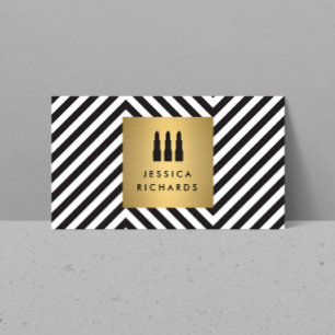 Lipstick Trio Logo on Retro Black/White Pattern II Business Card