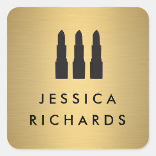 Lipstick Trio on Faux Gold Makeup Artist Stickers