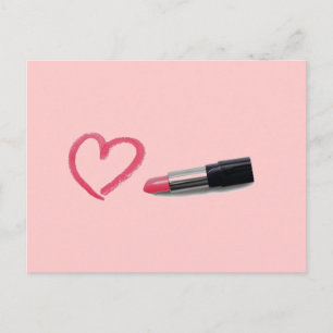 Lipstick with heart design postcard