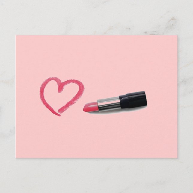 Lipstick with heart design postcard (Front)