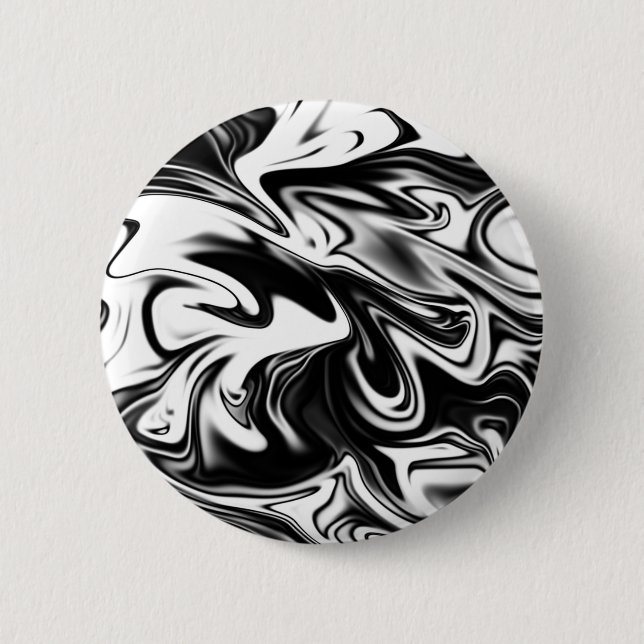 Liquefied Black White Marble, 2 Inch Round Button (Front)