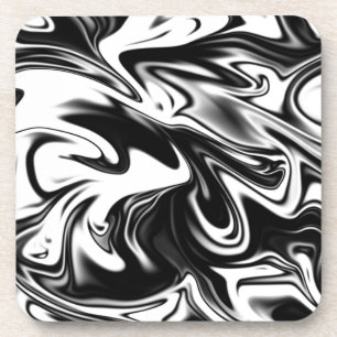 Liquefied Black White Marble, Coaster