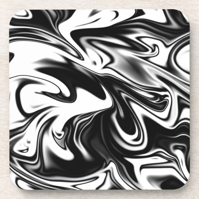 Liquefied Black White Marble, Coaster (Front)