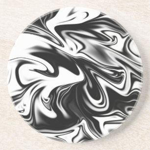 Liquefied Black White Marble, Coaster