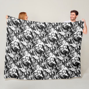 Liquefied Black White Marble, Lge Fleece Blanket
