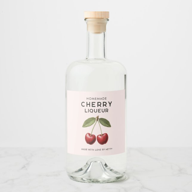 liqueur de cerise maison étiquette style vintage (Devant)