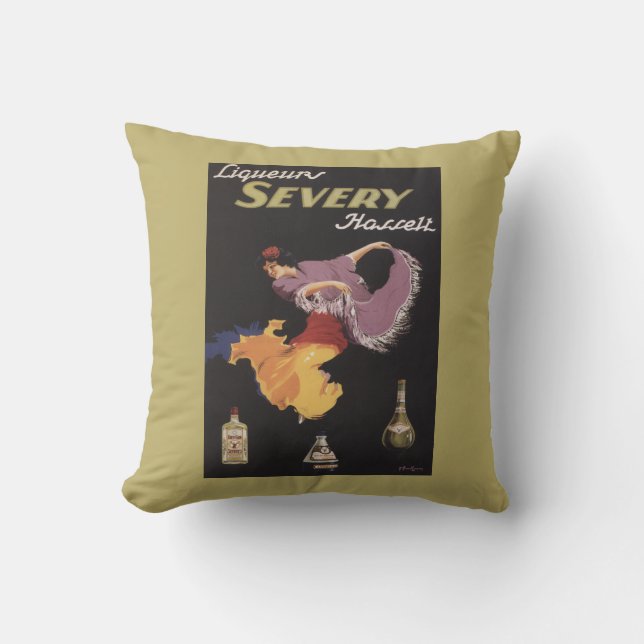 Liqueurs Severy Hasselt Promotional Poster Throw Pillow (Front)