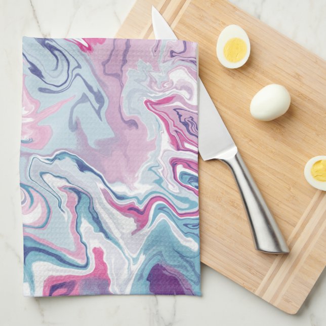 Liquid Acrylic Fluid Art Kitchen Towel – Abstract  (Quarter Fold)