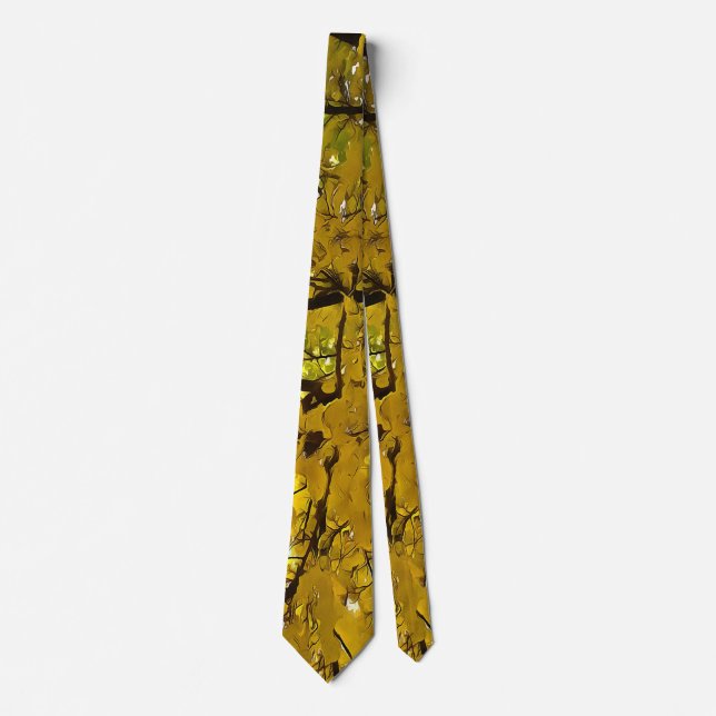 Liquid Amber Autumn Fall Vibes Abstract Tie (Front)