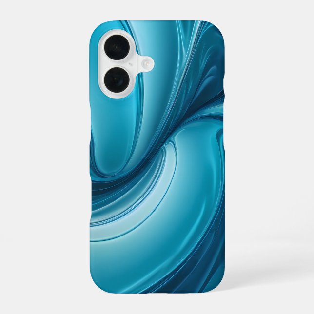 Liquid Blue Energy – Abstract Flow Design iPhone 16 Case (Back)