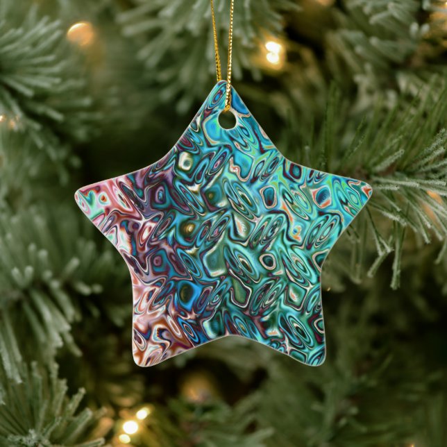 Liquid Blue Gel Abstract Ceramic Ornament (Tree)