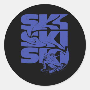 Liquid Carve Funny Skiing Classic Round Sticker