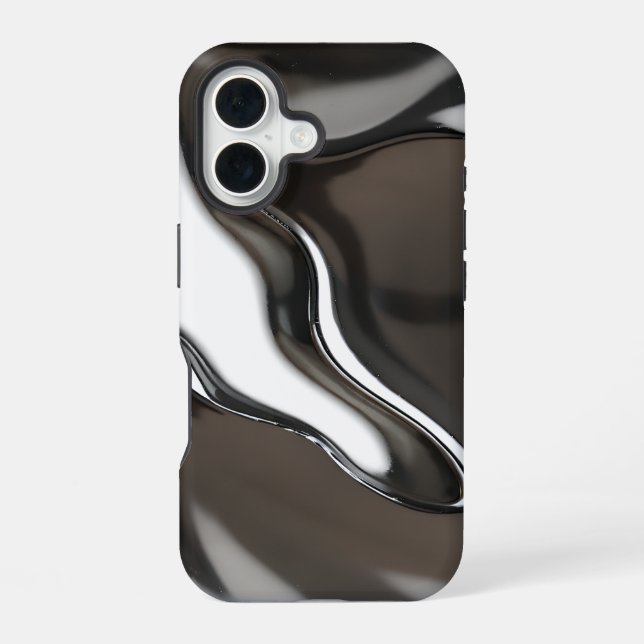 Liquid Chrome Flow  Abstract Metallic iPhone 16 Case (Back)