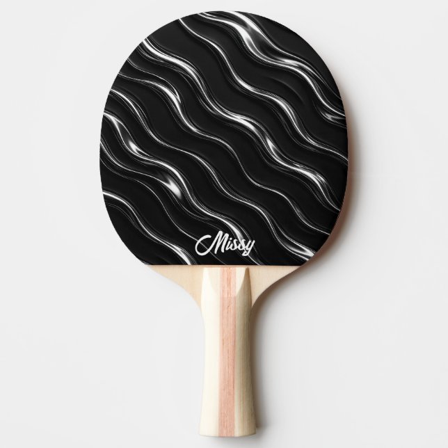 Liquid Chrome Motion Pattern | Futuristic Women’s  Ping Pong Paddle (Front)