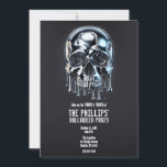 Liquid Chrome Silver Drip Skull Halloween Party Invitation<br><div class="desc">Customize for your event</div>