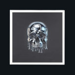 Liquid Chrome Silver Drip Skull Halloween Party Napkin<br><div class="desc">Customize with any text.</div>