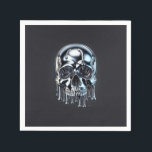 Liquid Chrome Silver Drip Skull Halloween Party Napkin<br><div class="desc">Customize with any text.</div>