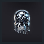 Liquid Chrome Silver Drip Skull Halloween Party Poster<br><div class="desc">Customize with any text. Matching items are available.</div>