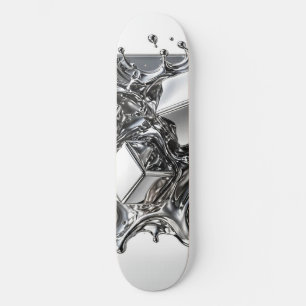 Liquid Chrome Skateboard - Mirror Silver Metal
