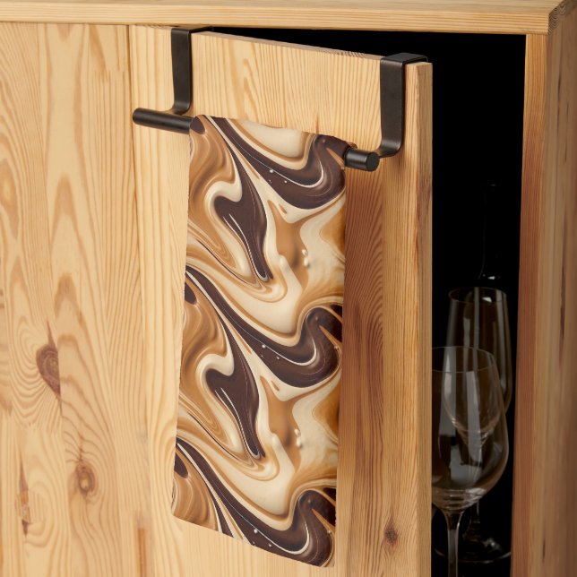 Liquid coffee tiled pattern  kitchen towel (Thirds Fold)