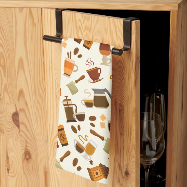 Liquid coffee tiled pattern  kitchen towel (Thirds Fold)