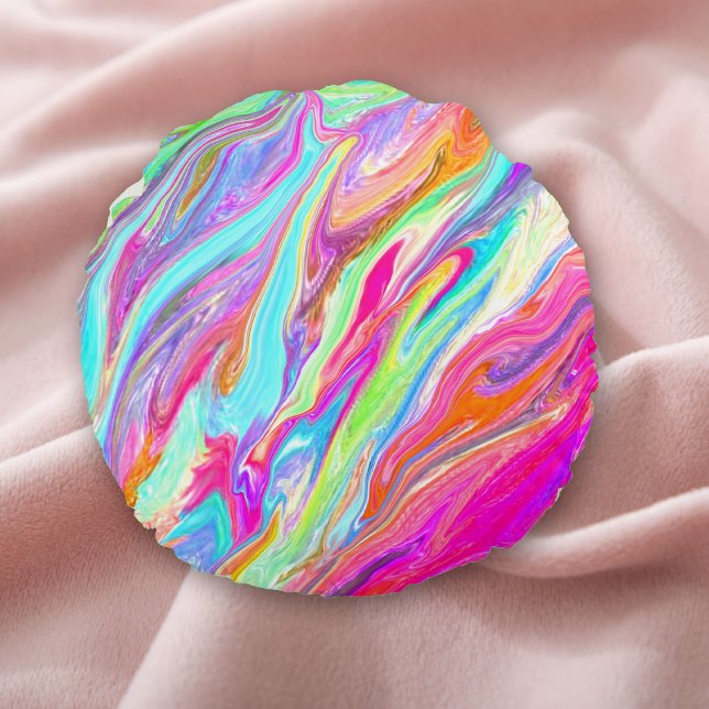 Liquid Colour Neon Round Pillow (Creator Uploaded)