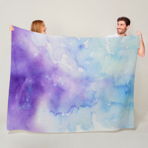 Liquid Colour Watercolor Blue & Purple Splash Fleece Blanket