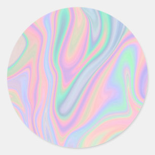 Liquid Colourful Abstract Rainbow Classic Round Sticker