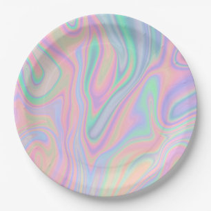 Liquid Colourful Abstract Rainbow Paper Plate