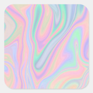 Liquid Colourful Abstract Rainbow Square Sticker
