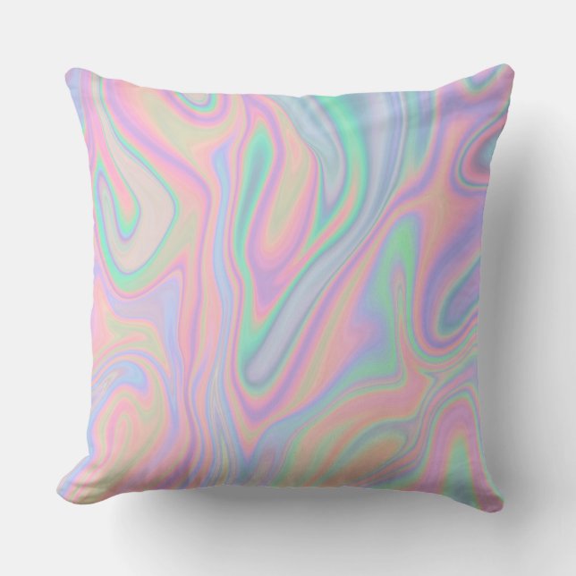 Liquid Colourful Abstract Rainbow Throw Pillow (Front)