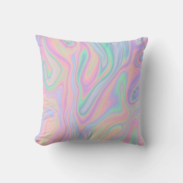 Liquid Colourful Abstract Rainbow Throw Pillow (Front)