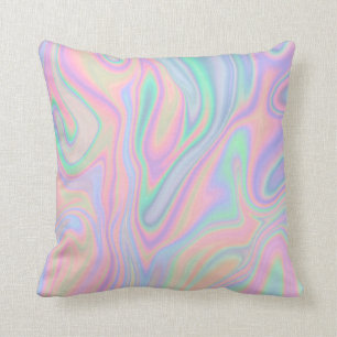 Liquid Colourful Abstract Rainbow Throw Pillow