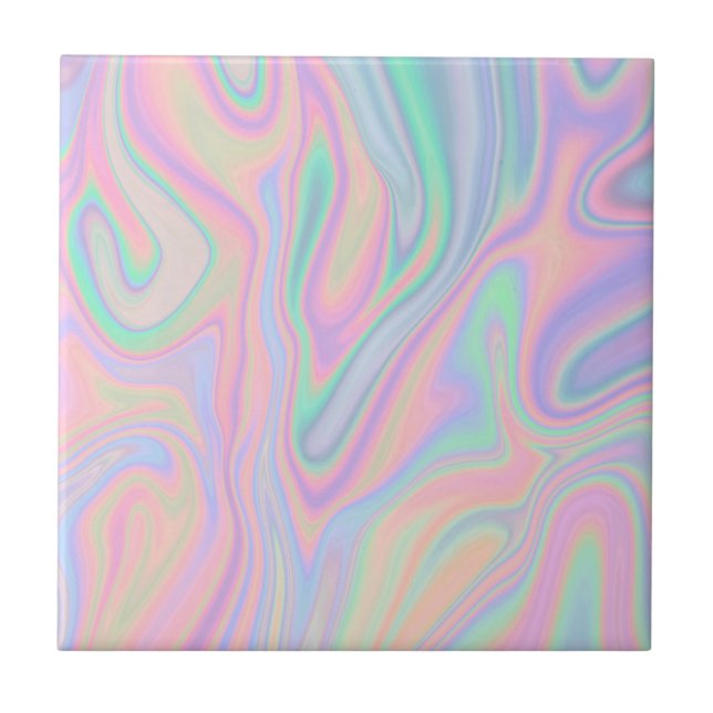 Liquid Colourful Abstract Rainbow Tile (Front)