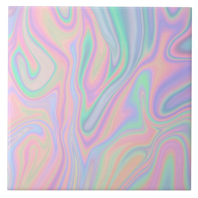 Liquid Colourful Abstract Rainbow Tile (Front)