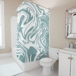 Liquid Contemporary Grey Baby Blue Marble Swirls