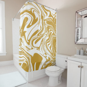 Liquid Contemporary Yellow Ochre Marble Swirls