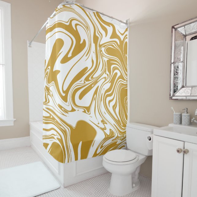 Liquid Contemporary Yellow Ochre Marble Swirls (In Situ)